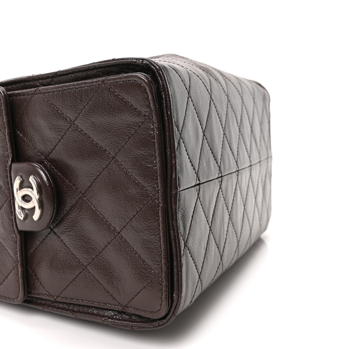 Chanel Shiny Crumpled Calfskin Quilted Small Chanel 25 Handbag Dark Brown 8 of 9