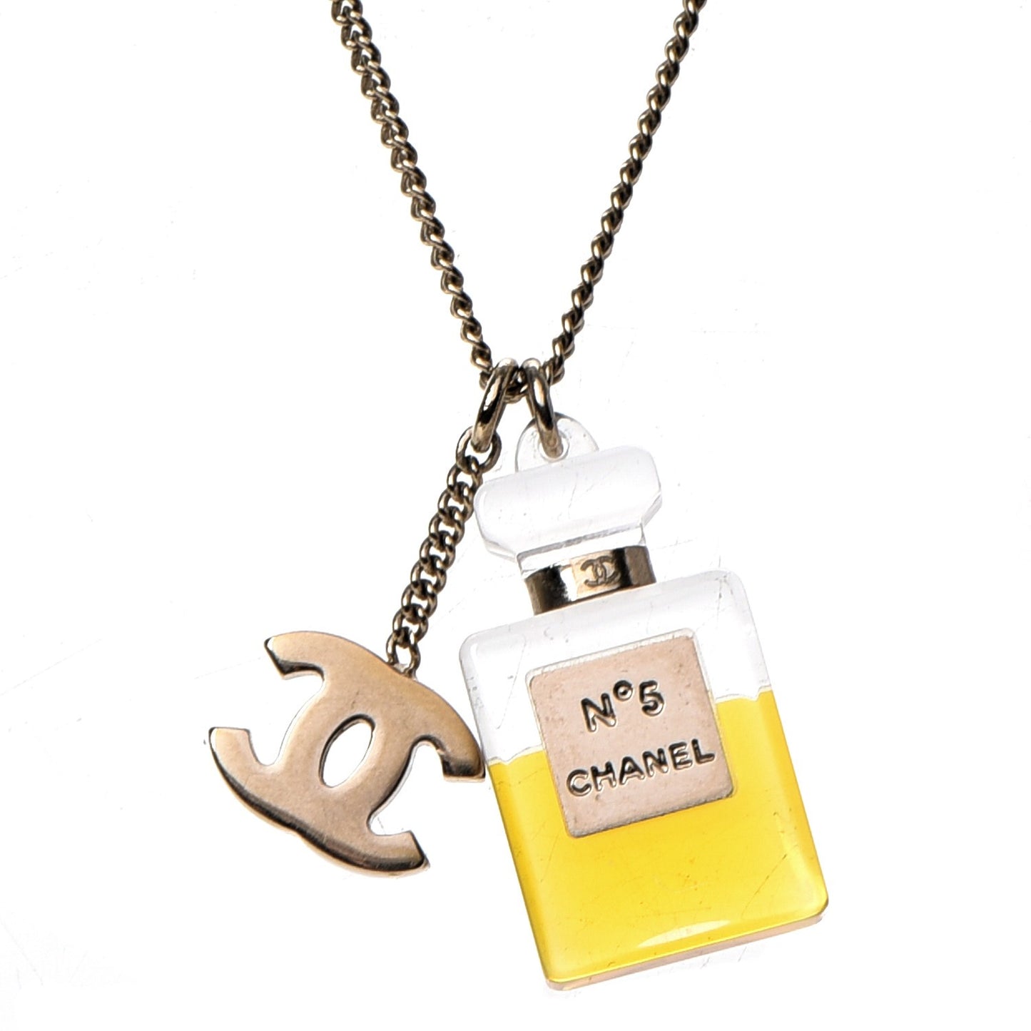 N°5 Perfume Bottle CC Necklace Gold