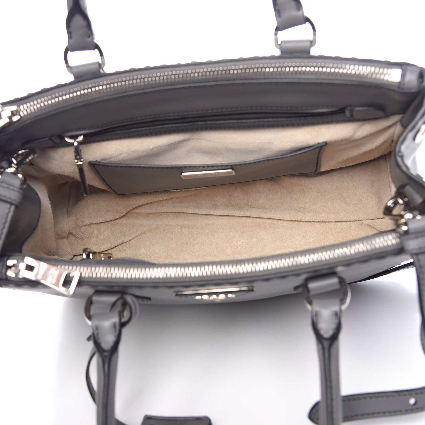 City Calf Small Hand Stitched Galleria Double Zip Tote Marmo