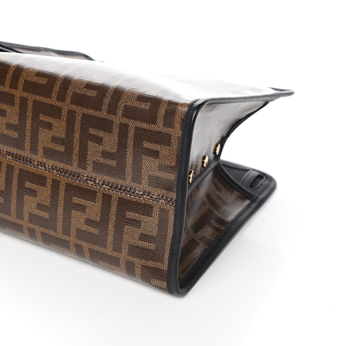 Glazed Fabric Vitello Century FF 1974 Stamp Patch Mini Peekaboo Defender Cover Mogano Panna Black