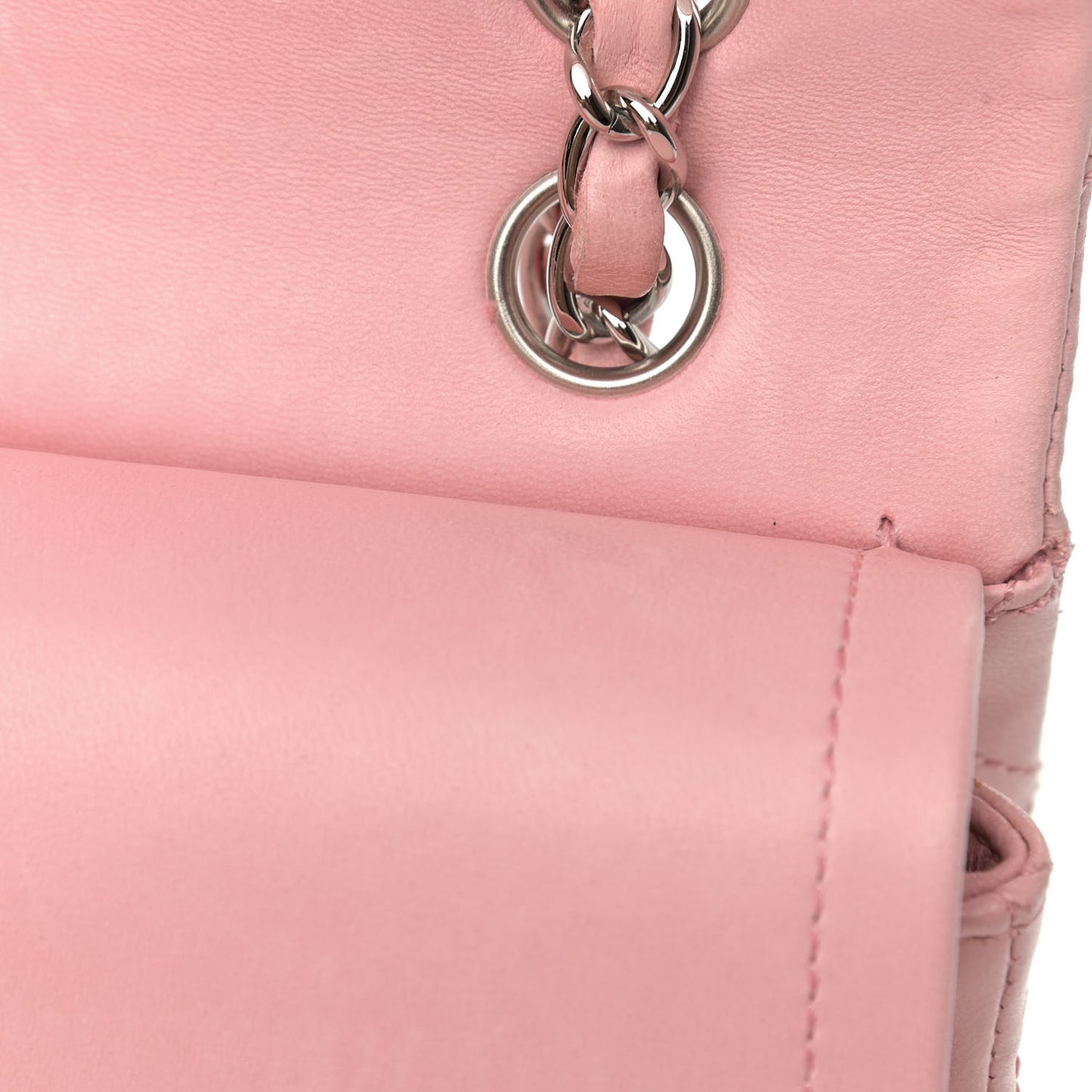 Lambskin Quilted Medium Double Flap Light Pink