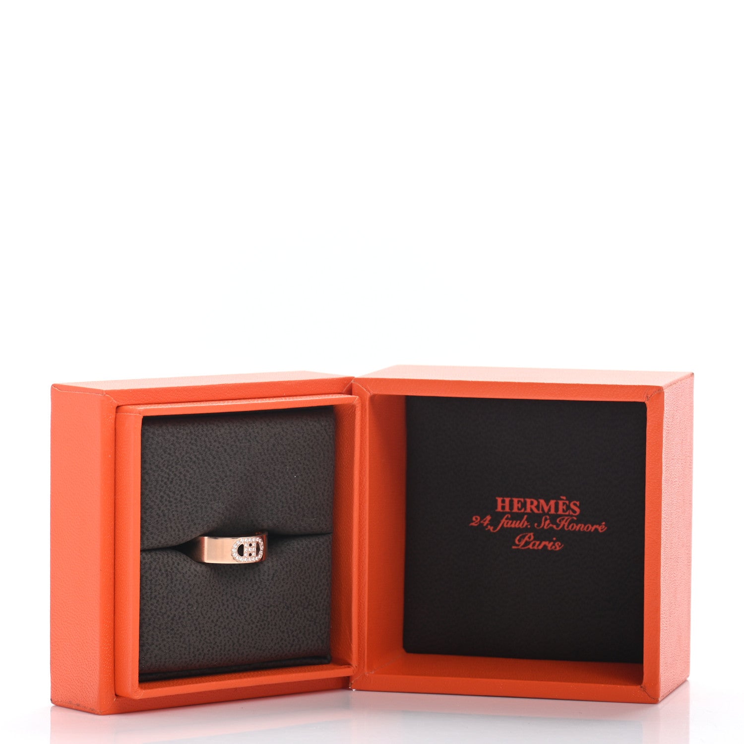 Hermes 18K Rose Gold Diamond PM H D'Ancre Ring 52 6 5 of 5