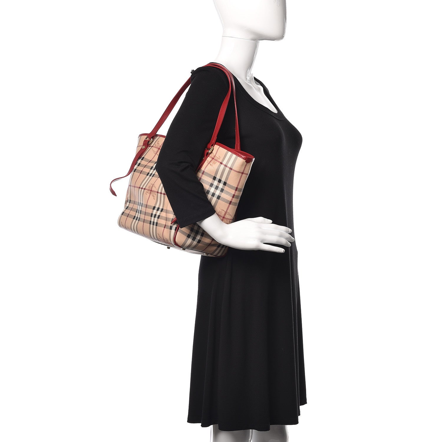 Burberry Haymarket Check Small Canterbury Tote Coral Red 2 of 15