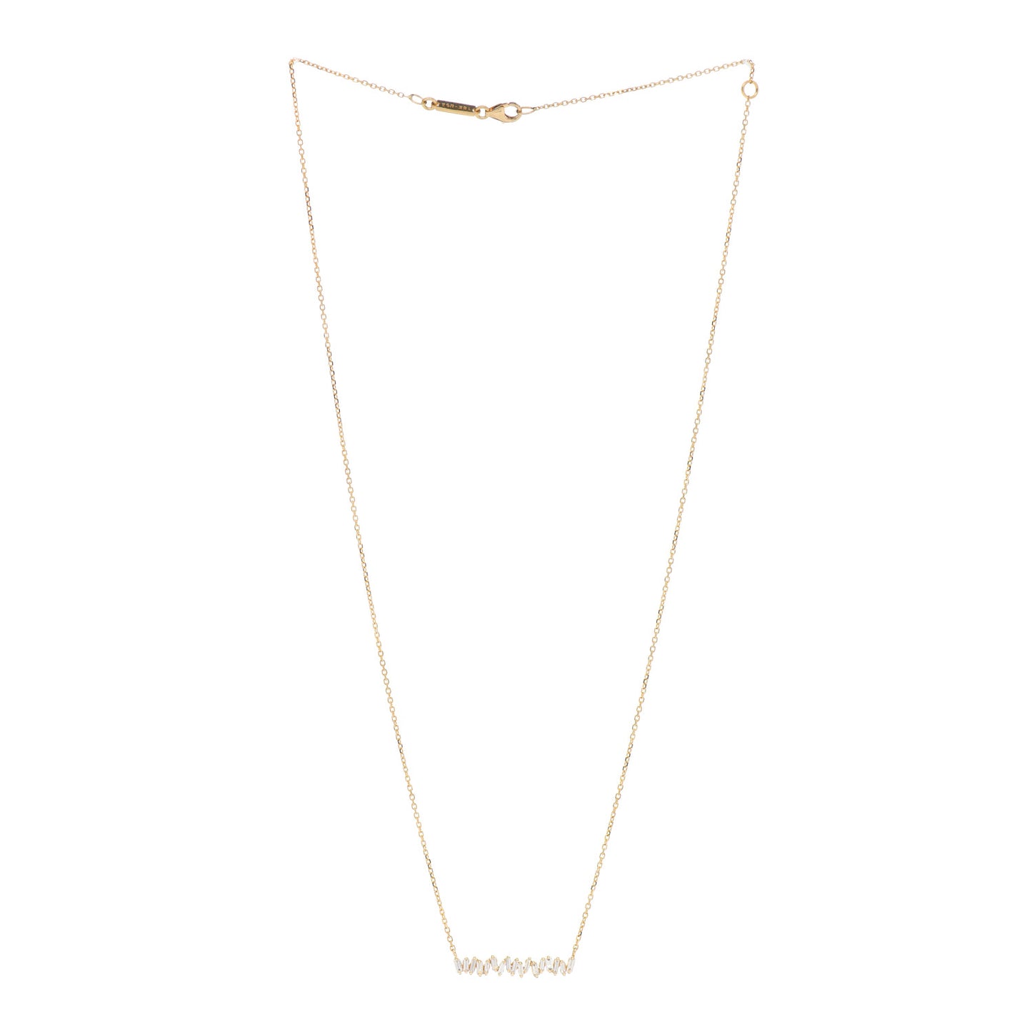18K Yellow Gold Diamond Classic Fireworks Bar Necklace