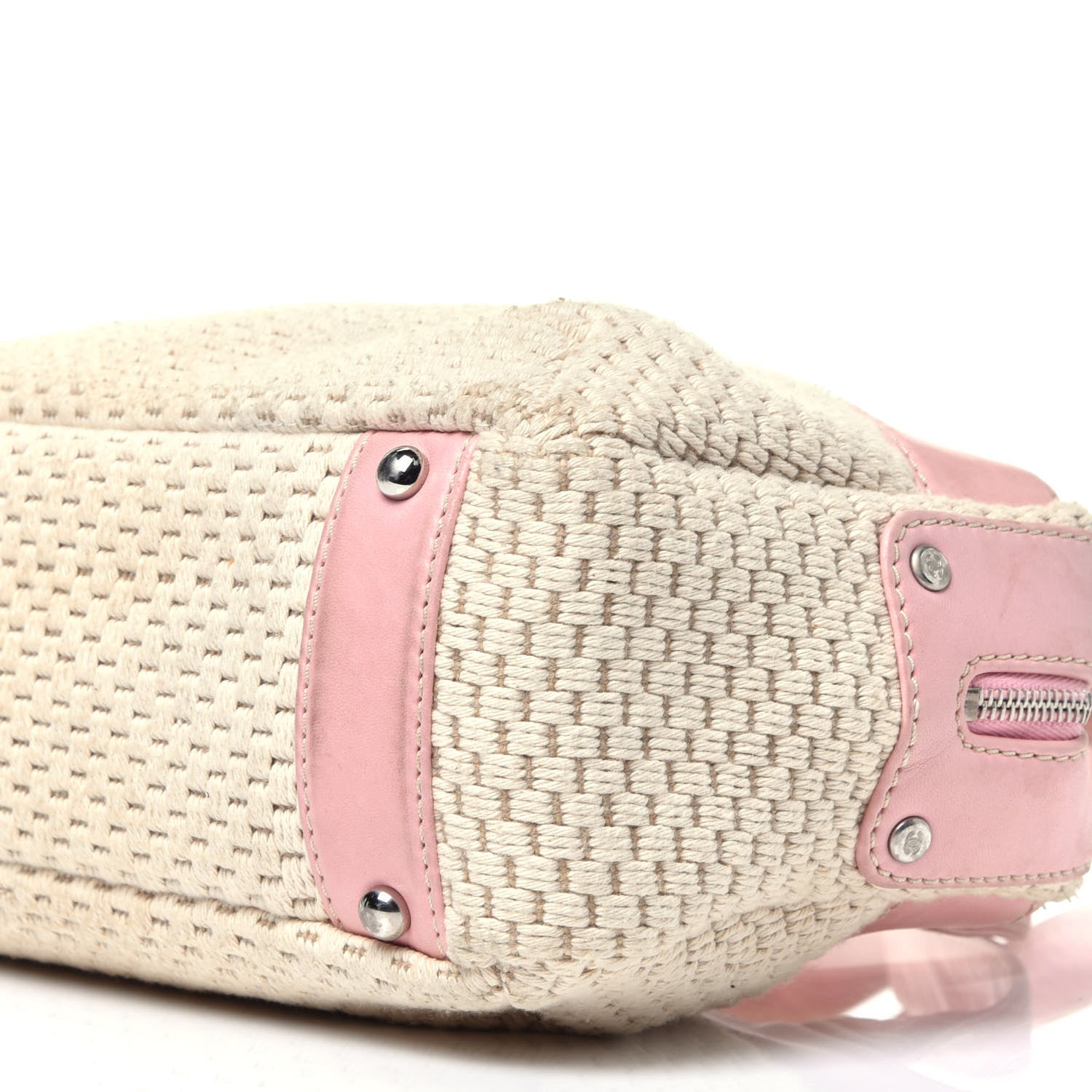 Chanel Canvas Woven Lambskin Lax Shoulder Bag Pink 9 of 9