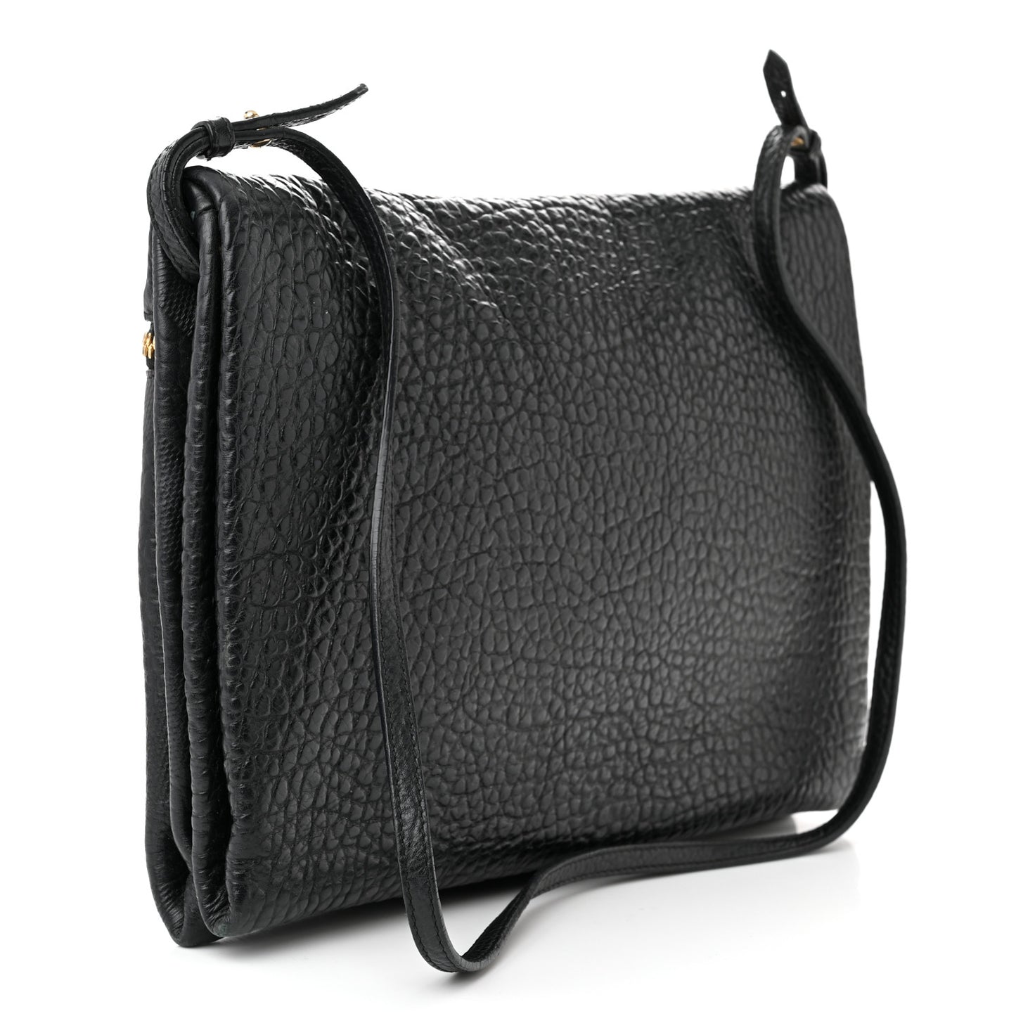 Signature Grain Calfskin Check Embossed Medium Balmoral Clutch Bag Black