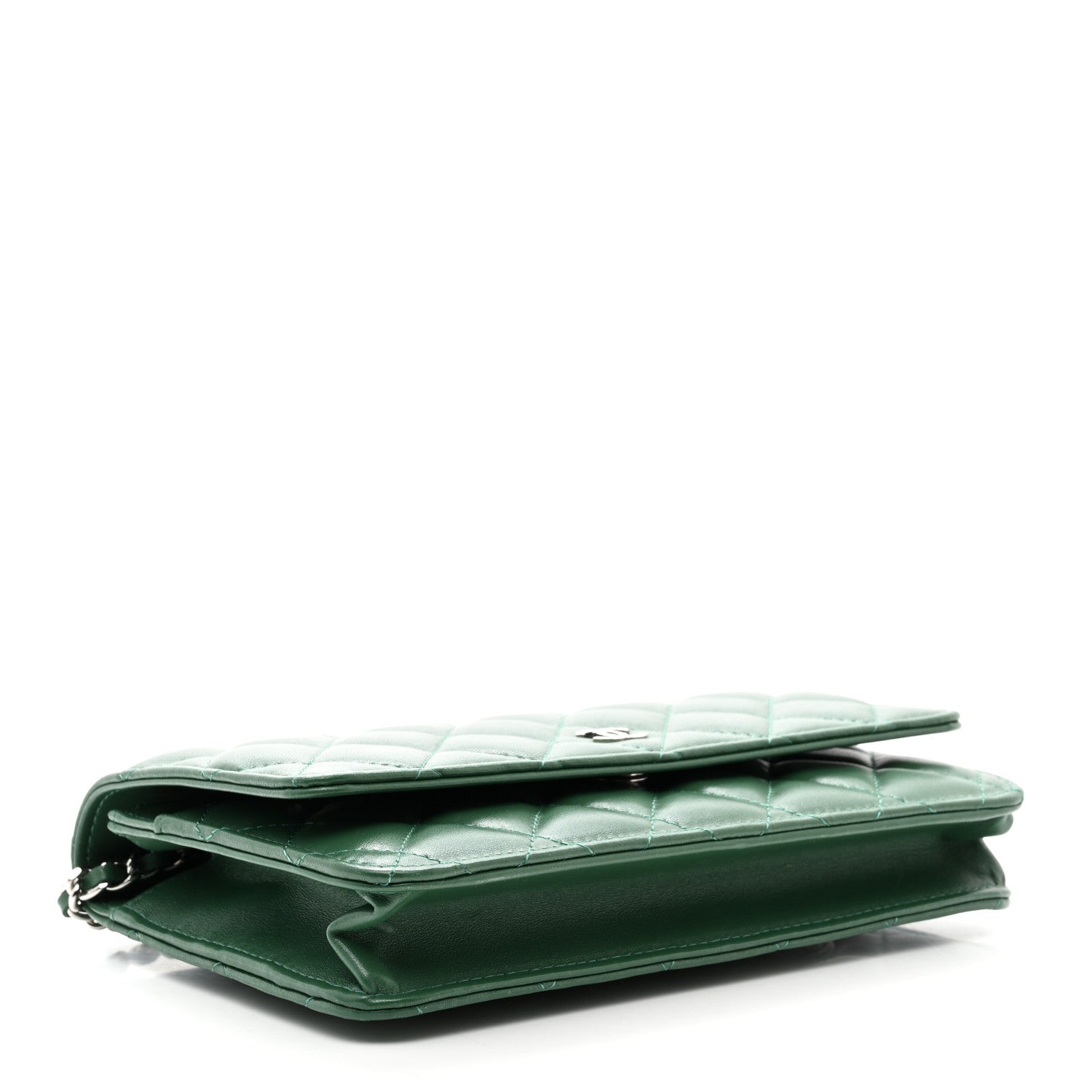 Chanel Lambskin Quilted Wallet On Chain WOC Green 4 of 11