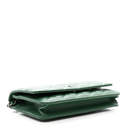 Chanel Lambskin Quilted Wallet On Chain WOC Green 4 of 11