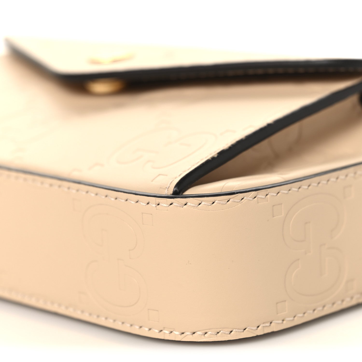Gucci Calfskin GG Super Mini Debossed Chain Wallet Light Beige 10 of 10