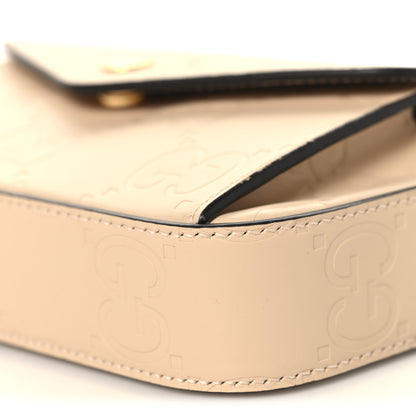 Gucci Calfskin GG Super Mini Debossed Chain Wallet Light Beige 10 of 10
