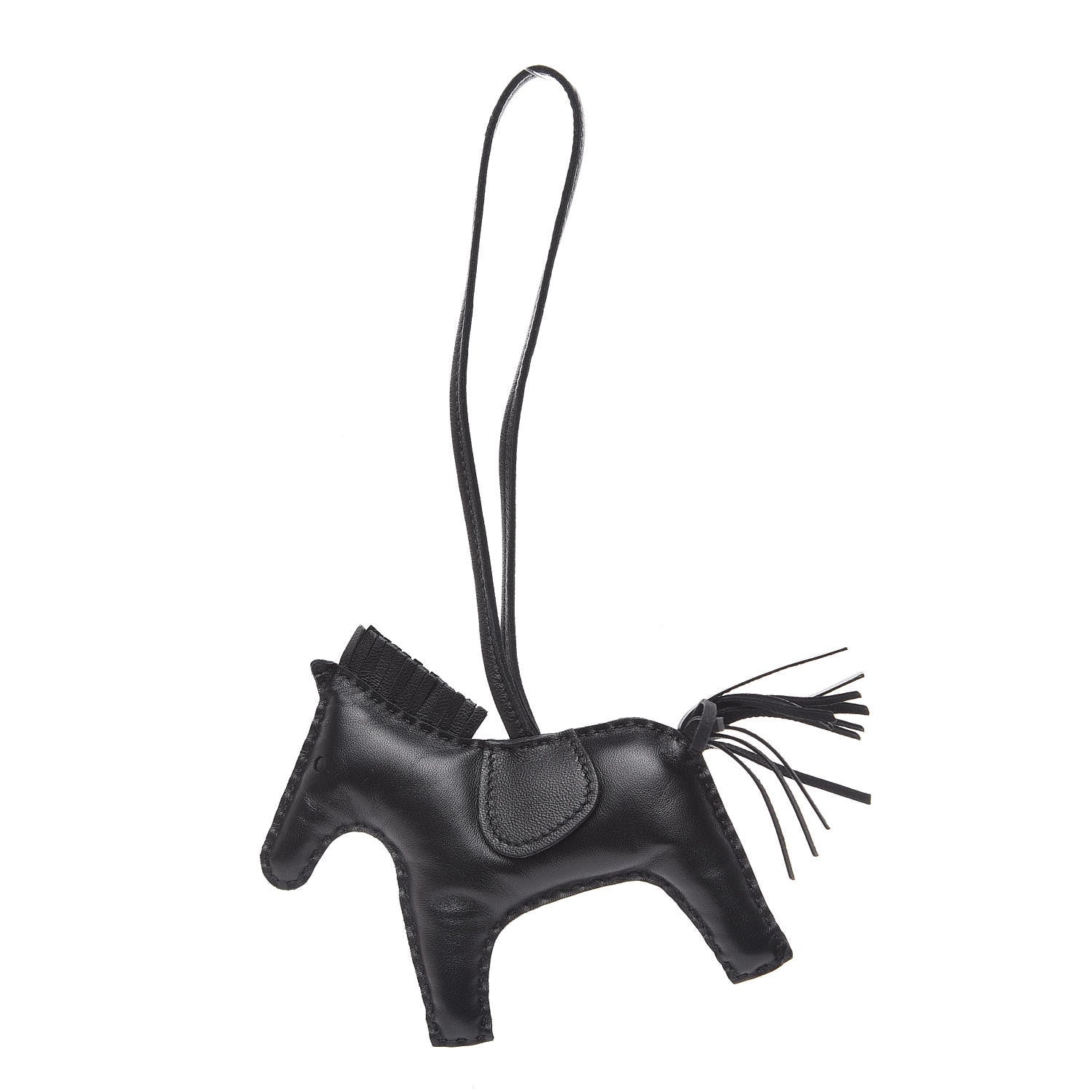 Hermes Milo Lambskin Grigri Rodeo Horse Bag Charm MM So Black 1 of 4