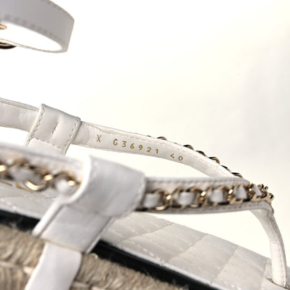 Chanel Lambskin Chain CC Thong Espadrille Sandals 40 White 9 of 10