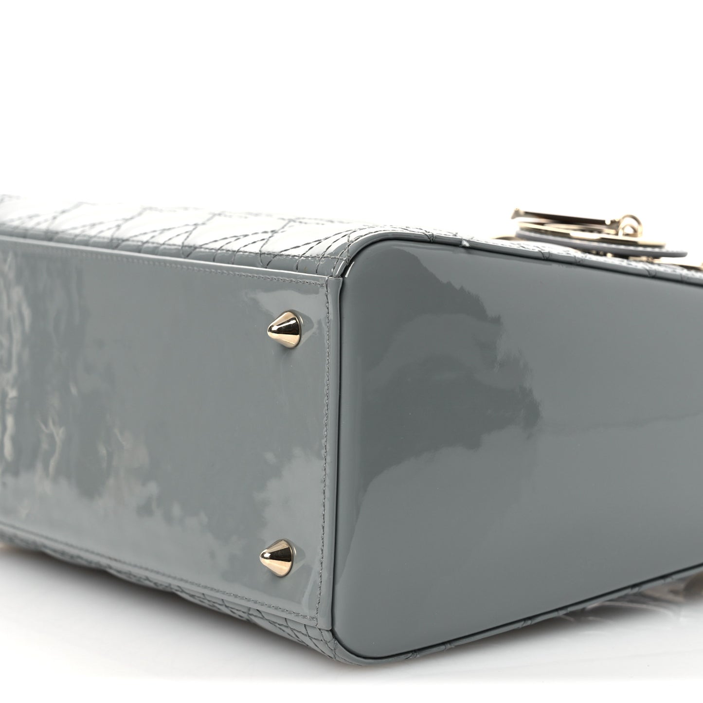 Patent Cannage Medium Lady Dior Grey