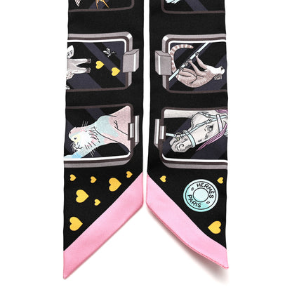Hermes Silk Story Twilly Black Rose Gris 2 of 4
