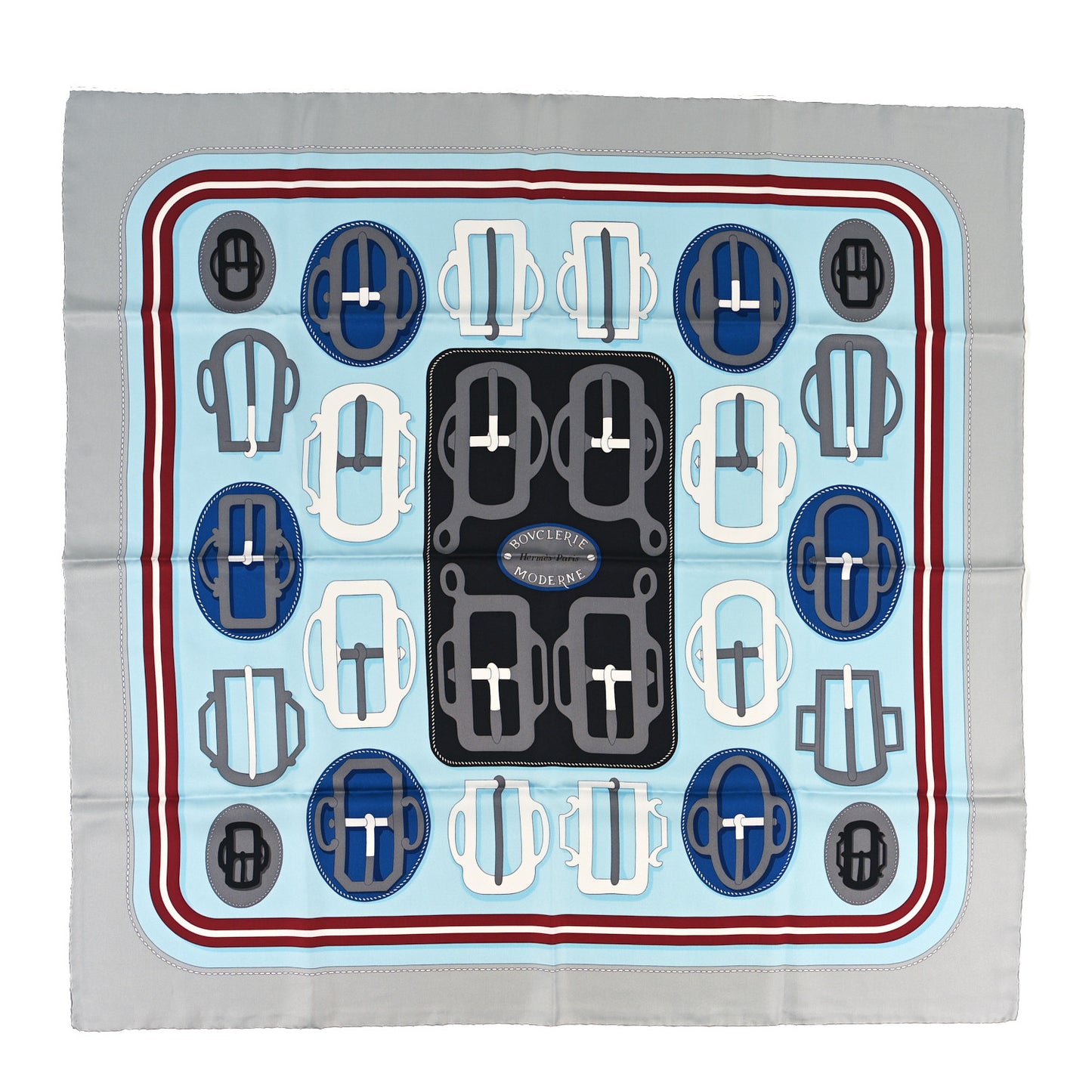 Silk Bouclerie Moderne Scarf 90 Bleu