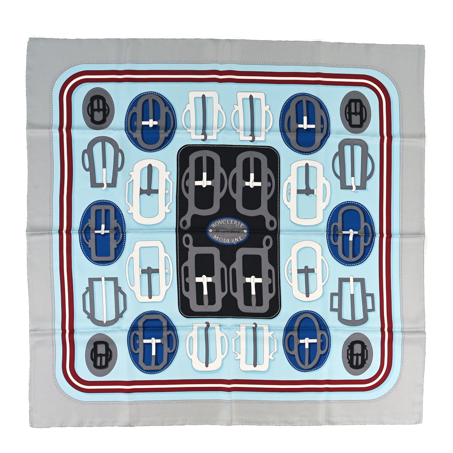 Hermes Silk Bouclerie Moderne Scarf 90 Bleu 1 of 4