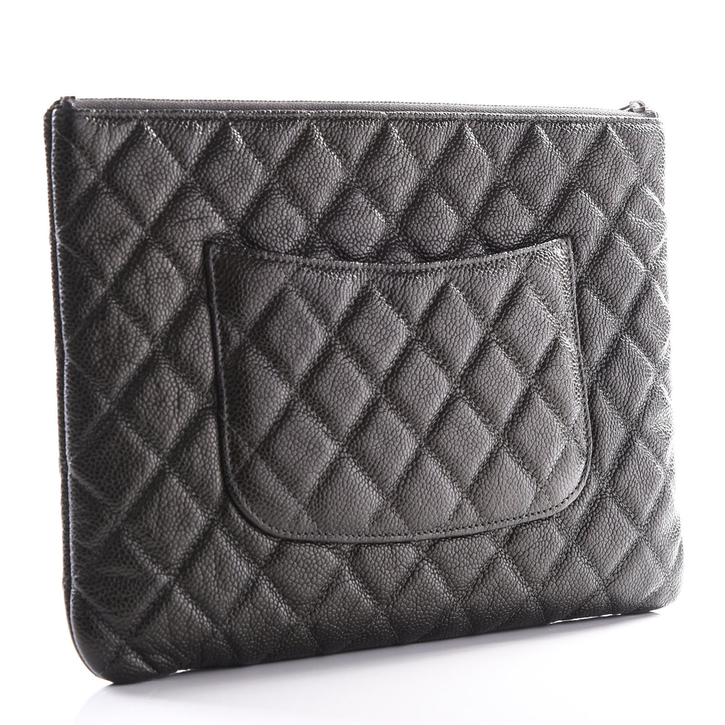 Caviar Quilted Medium Cosmetic Case Charcoal