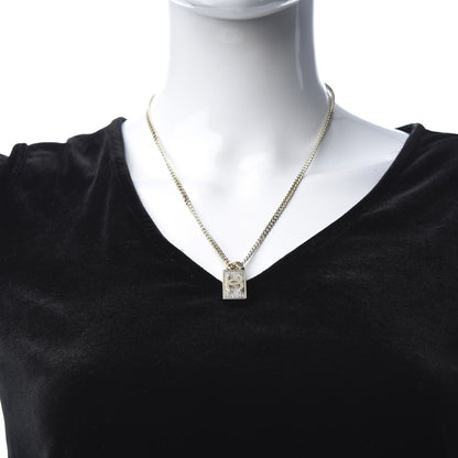 Chanel Crystal Dog Tag Charm Necklace Gold 2 of 4