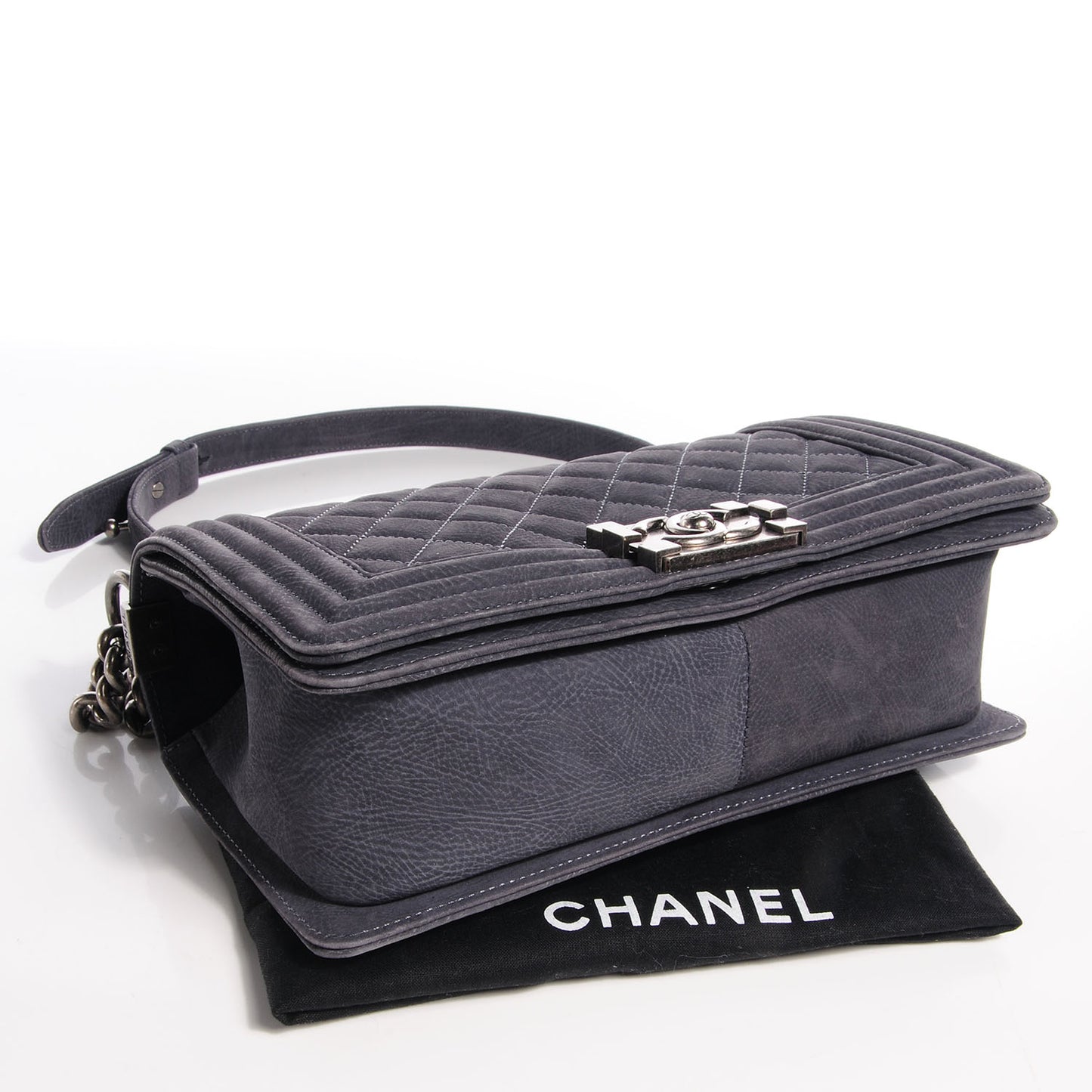 Suede Calfskin Medium Boy Flap Grey
