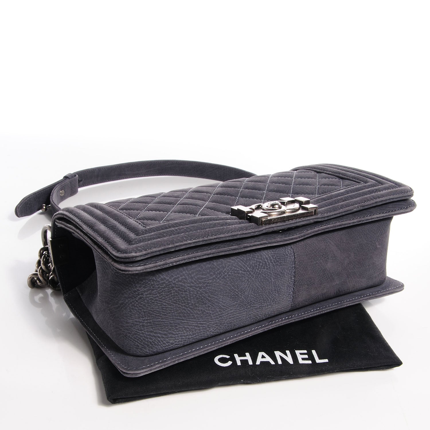 Chanel Suede Calfskin Medium Boy Flap Grey 4 of 8