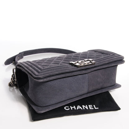 Chanel Suede Calfskin Medium Boy Flap Grey 4 of 8