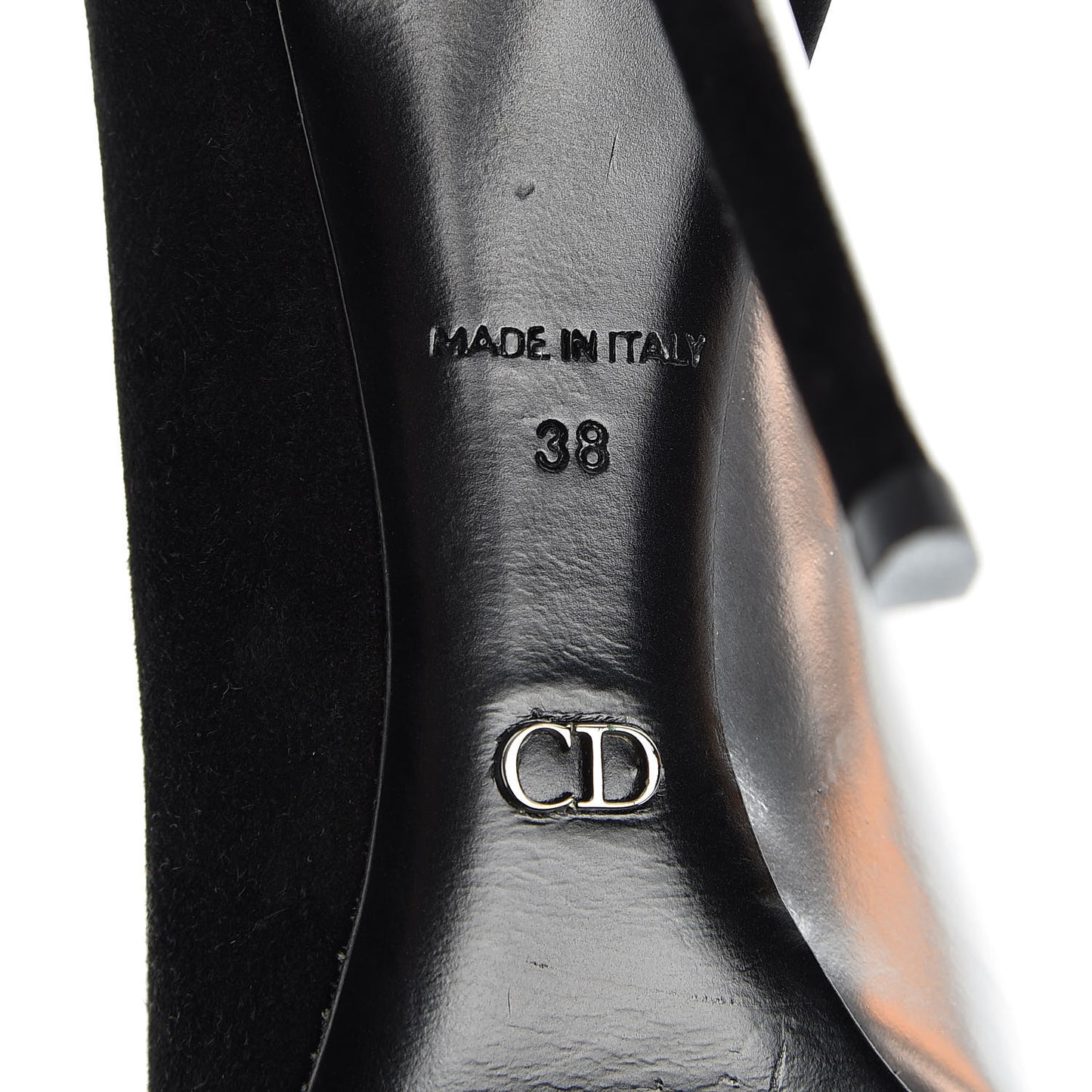 Mirror Finish Calfskin Suede Pumps 38 Black Silver