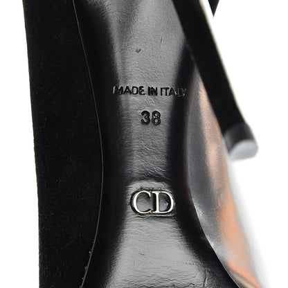 Christian Dior Mirror Finish Calfskin Suede Pumps 38 Black Silver 9 of 17