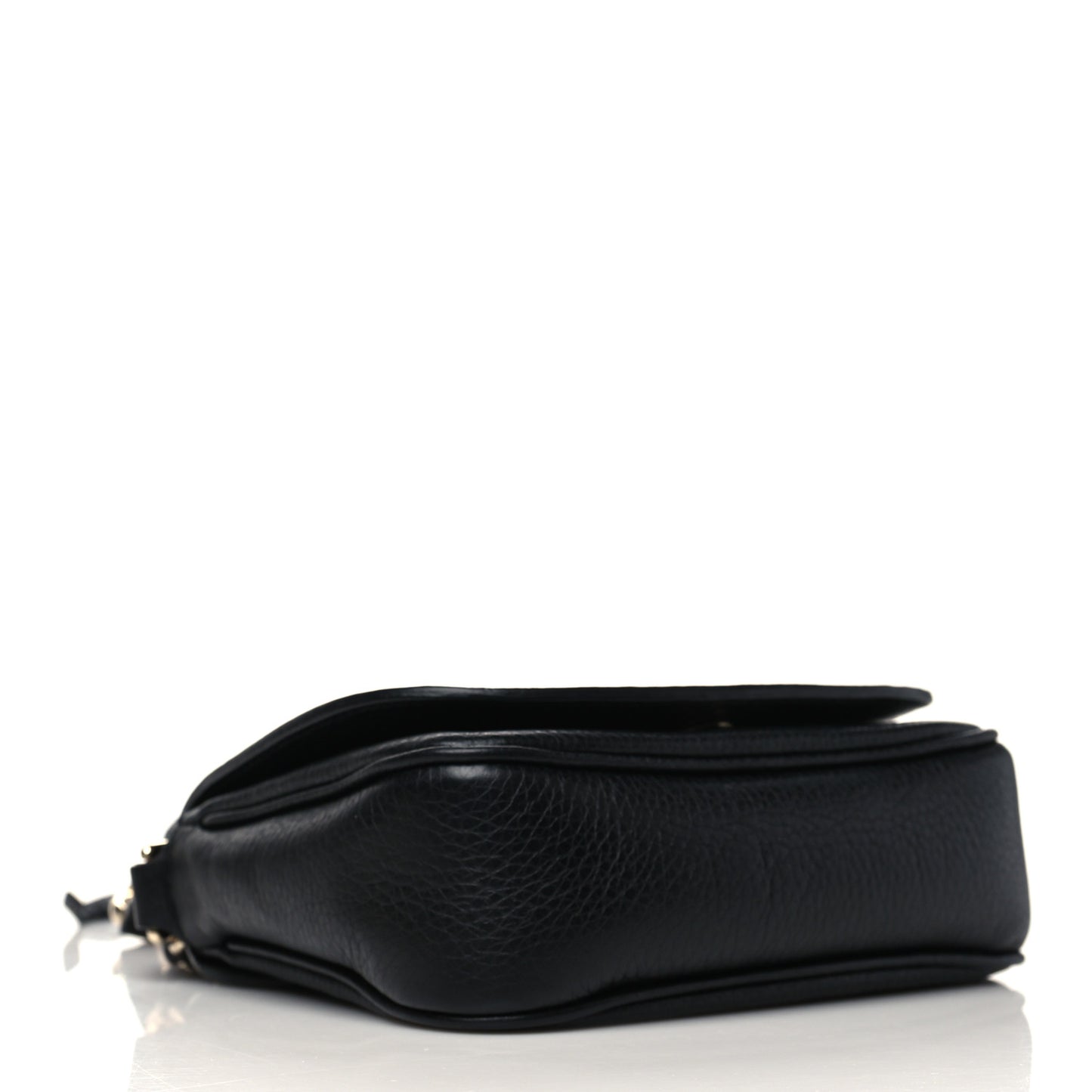 Pebbled Calfskin Small Soho Flap Crossbody Black