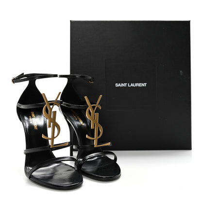 Saint Laurent Patent Cassandra 100 Ankle Strap Sandals 39 Black Gold 9 of 9