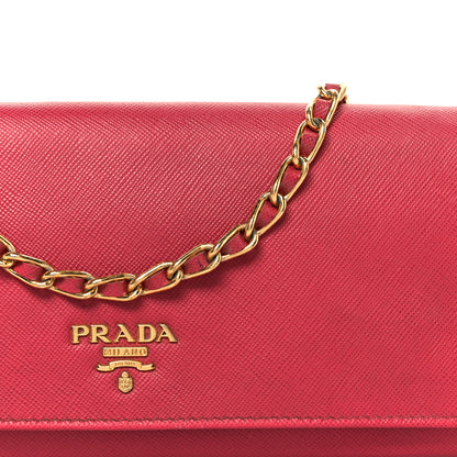 Prada Saffiano Metal Oro Chain Wallet Peonia 7 of 9