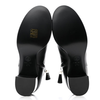 Chanel Calfskin CC Ankle Boots 37 Black 5 of 10