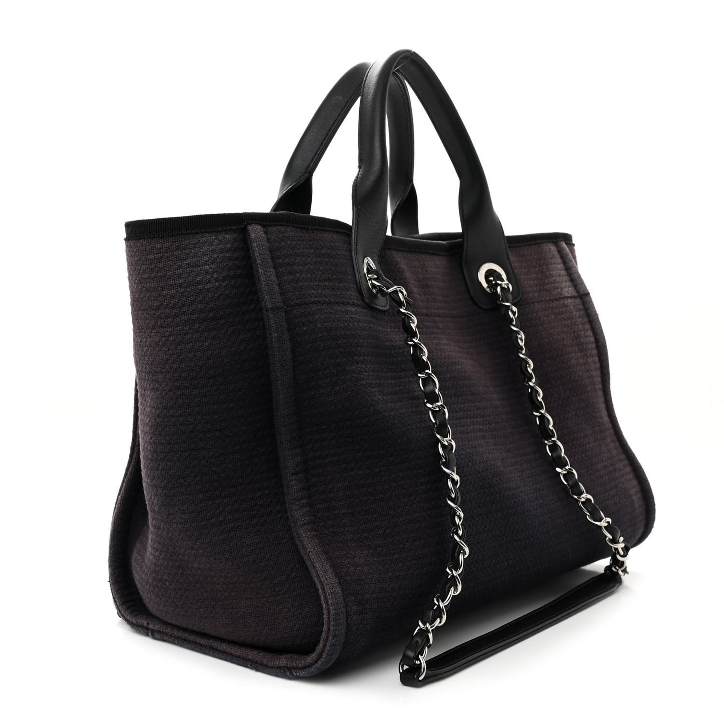 Mixed Fibers Calfskin Small Deauville Tote Black