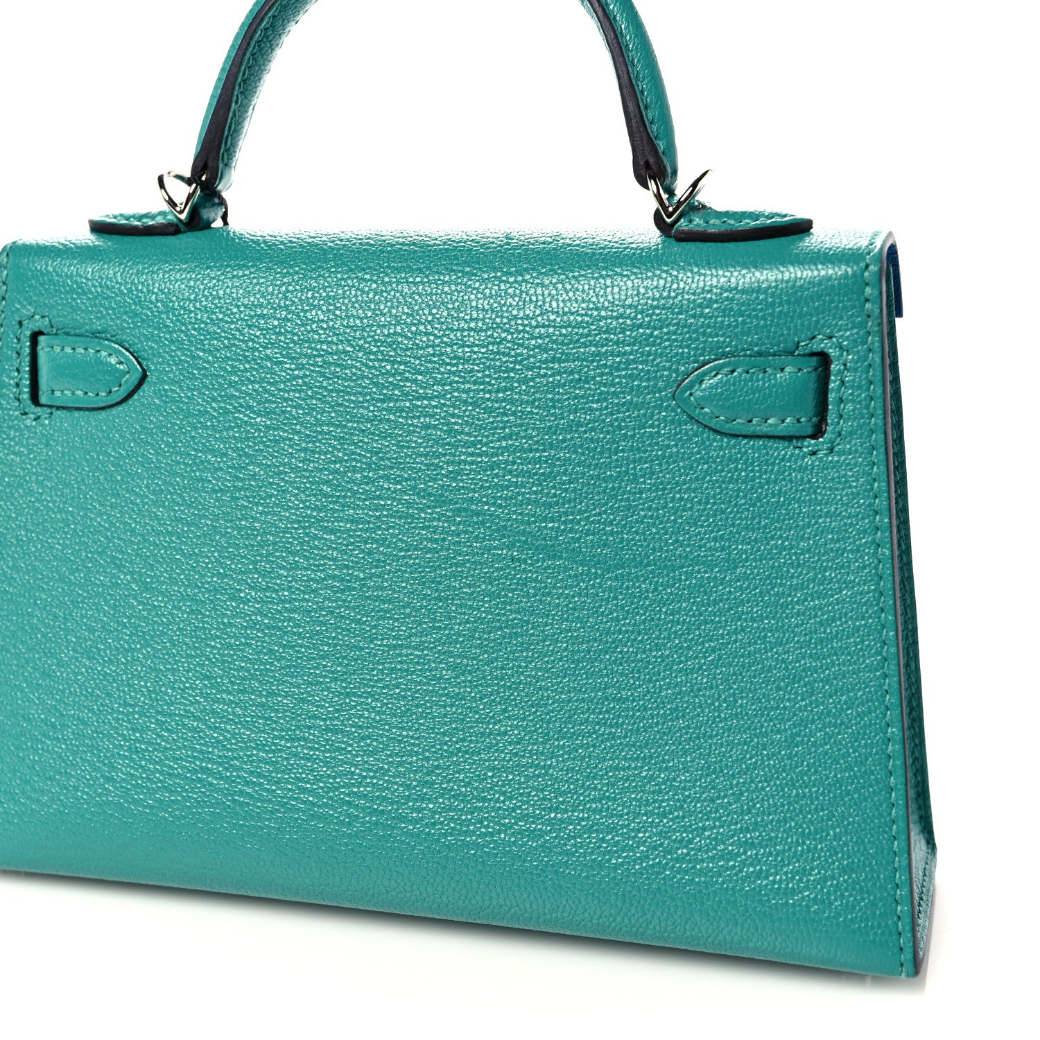 Hermes Chevre Mysore Verso Mini Kelly Sellier 20 Vert Verone Bleu Zanzibar 12 of 13