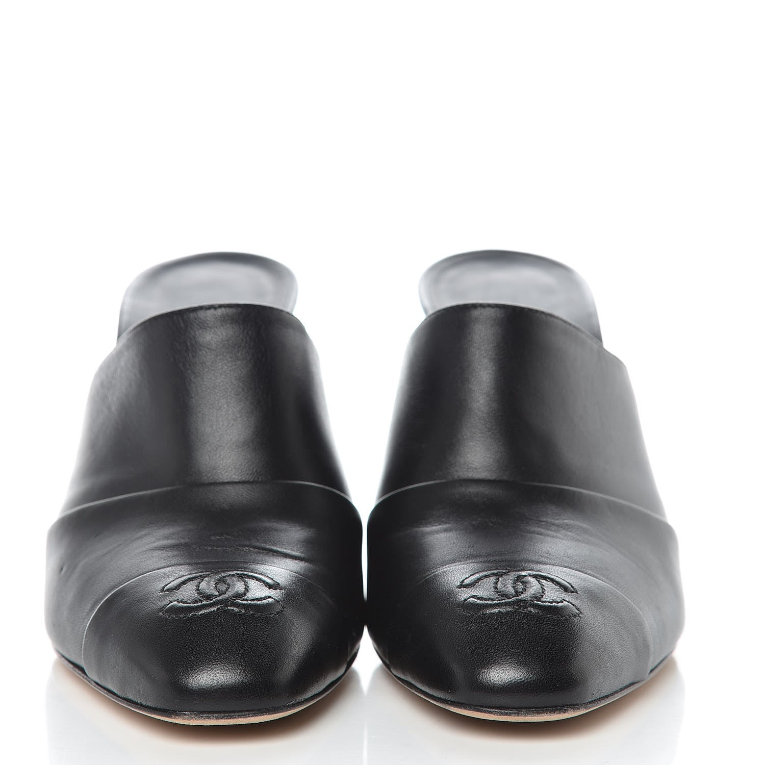 Chanel Lambskin Cap Toe CC Mules 38 Black 3 of 10