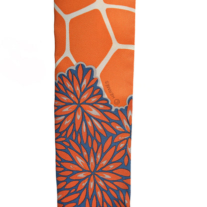 Hermes Silk The Three Graces Twilly Bleu Jean Orange Rouille 3 of 4