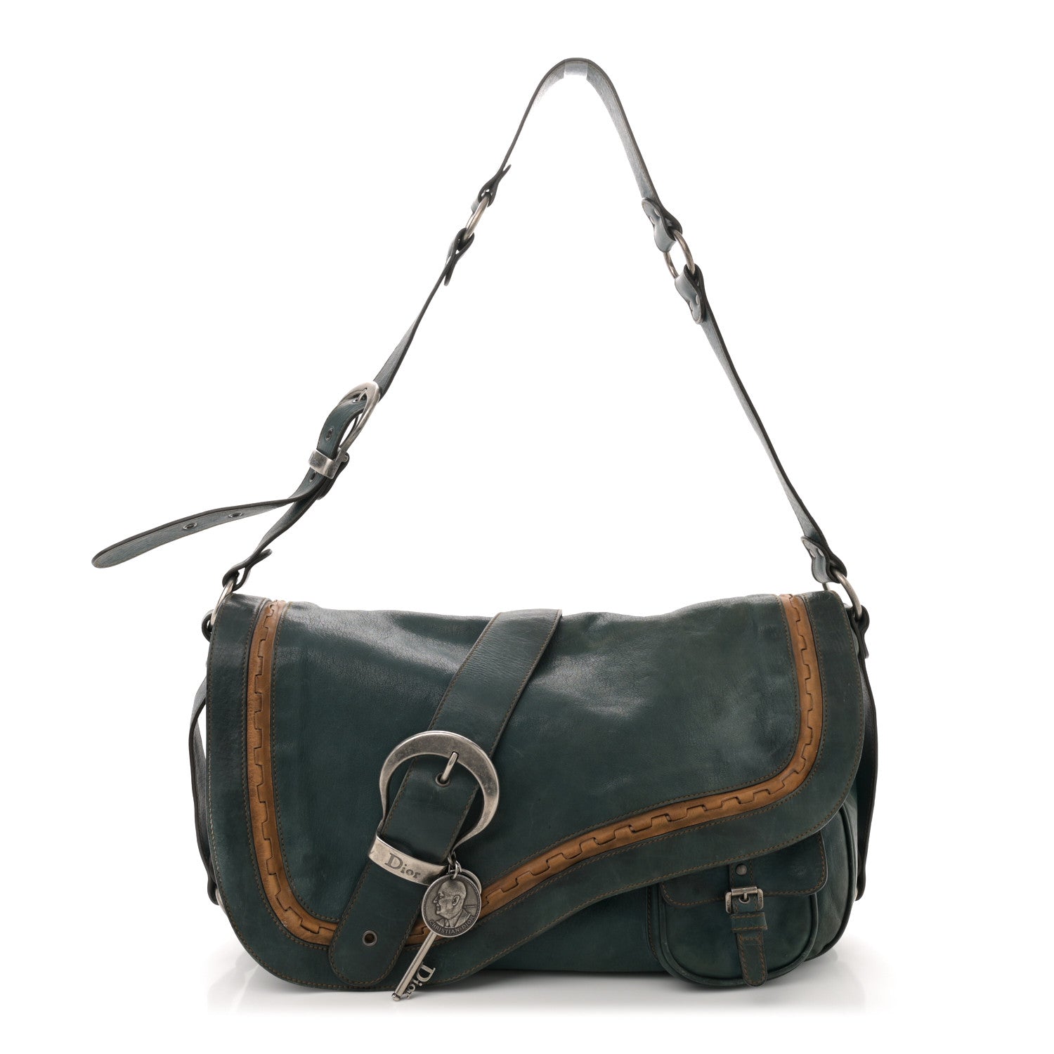 Christian Dior Calfskin Large Gaucho Double Saddle Bag Dark Blue 1 of 14