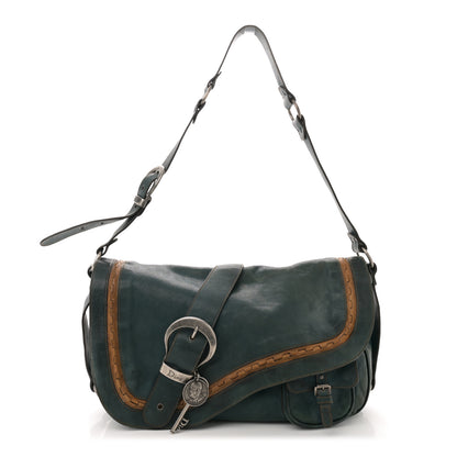 Christian Dior Calfskin Large Gaucho Double Saddle Bag Dark Blue 1 of 14