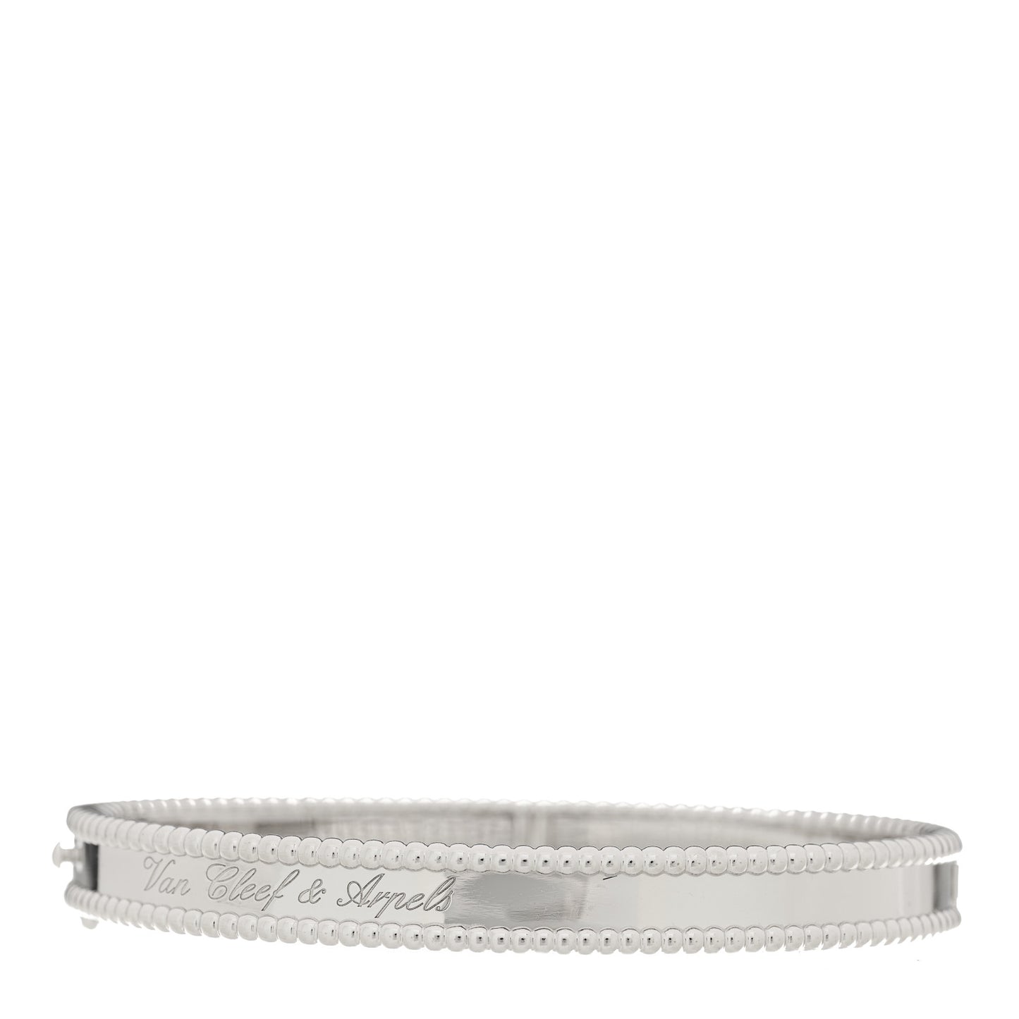 18K White Gold Perlee Signature Bangle Bracelet L