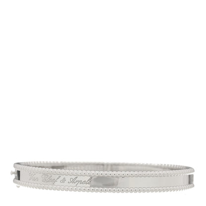 Van Cleef & Arpels 18K White Gold Perlee Signature Bangle Bracelet L 1 of 4