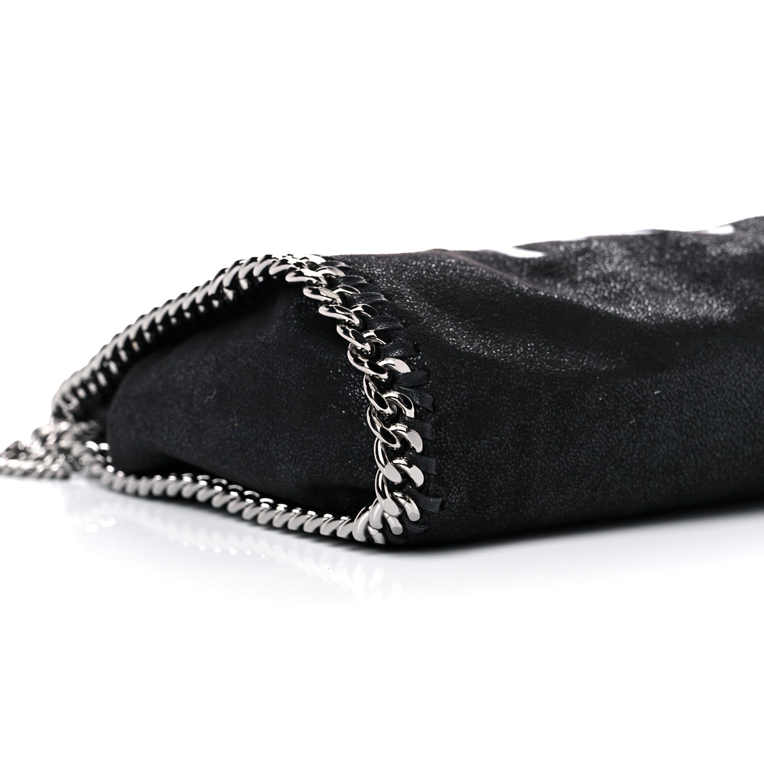 Stella McCartney X ED CURTIS Shaggy Deer Logo Embroidered Mini Falabella Fold Over Tote Black 8 of 9