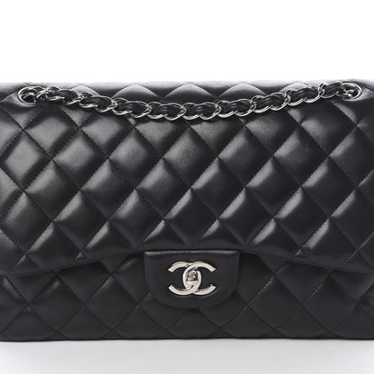 Chanel Lambskin Quilted Jumbo Double Flap Black 8 of 23