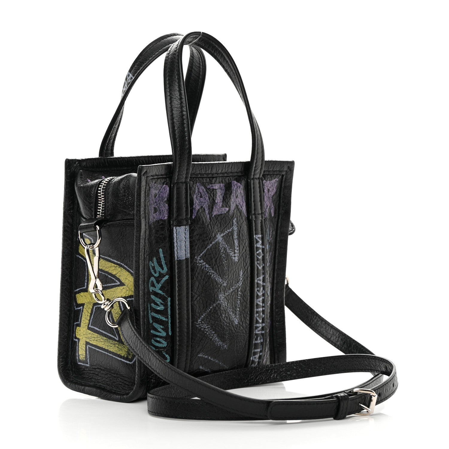 Balenciaga Agneau Arena Graffiti All Over XXS Bazar Shopper Tote Black Multicolor 3 of 12