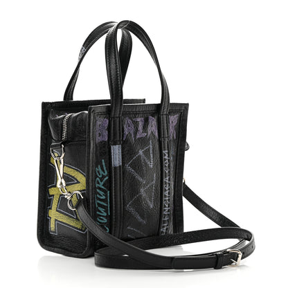 Balenciaga Agneau Arena Graffiti All Over XXS Bazar Shopper Tote Black Multicolor 3 of 12