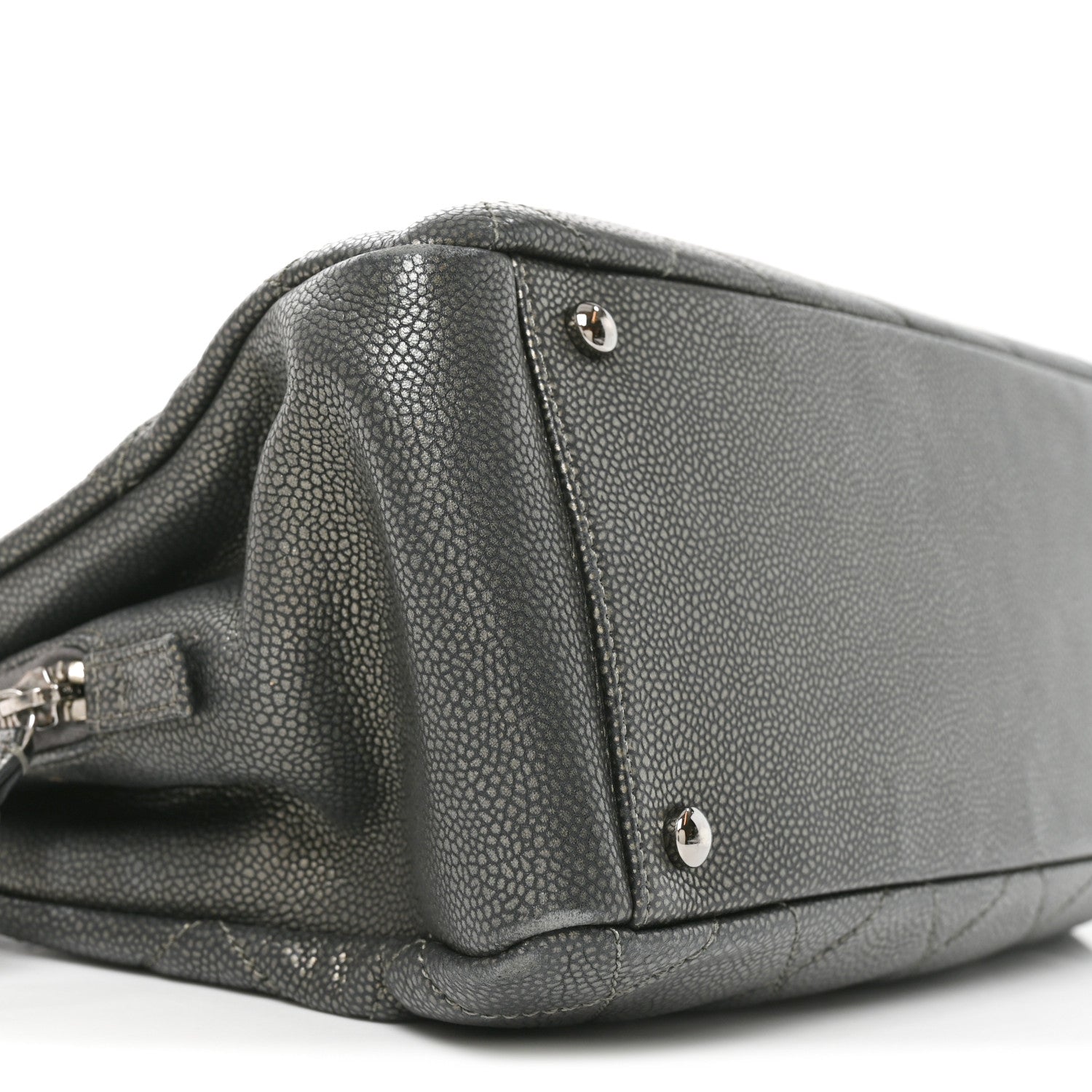 Chanel Metallic Caviar Quilted CC Timeless Soft Tote Dark Silver 9 of 11