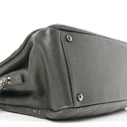 Chanel Metallic Caviar Quilted CC Timeless Soft Tote Dark Silver 9 of 11