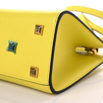 Salvatore Ferragamo Hammered Calfskin The Studio Box Bag Yellow 7 of 8