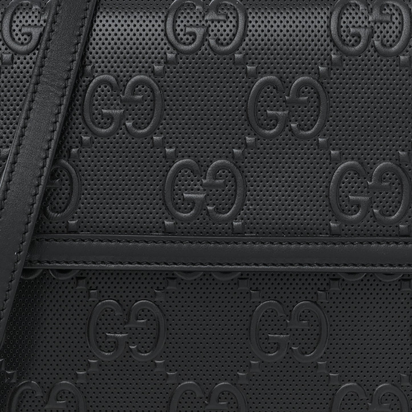 Calfskin GG Tennis Embossed Messenger Bag Black
