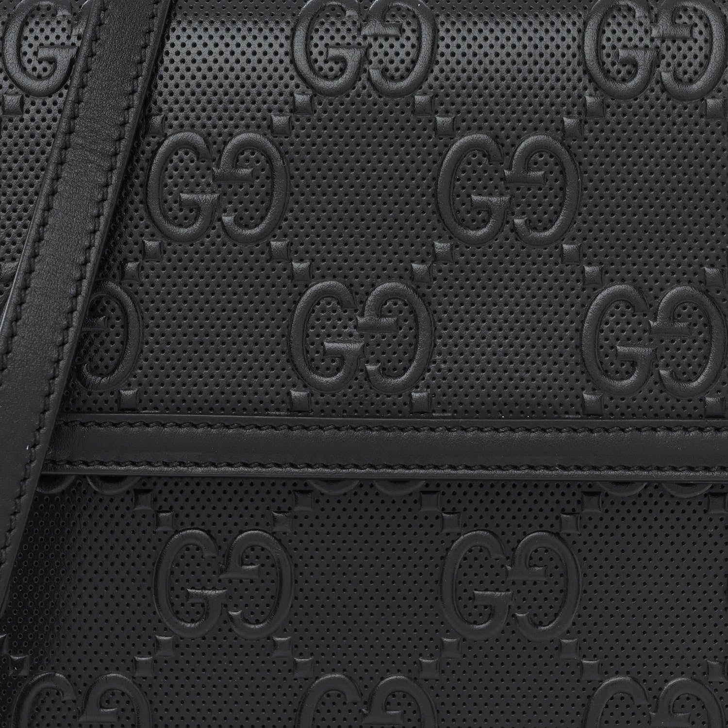 Gucci Calfskin GG Tennis Embossed Messenger Bag Black 10 of 13