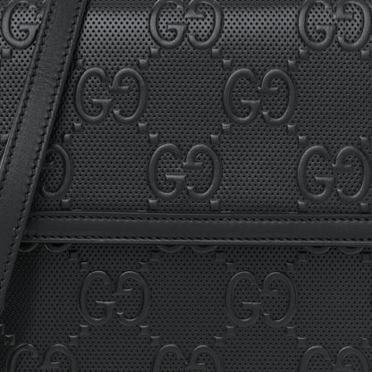 Gucci Calfskin GG Tennis Embossed Messenger Bag Black 10 of 13