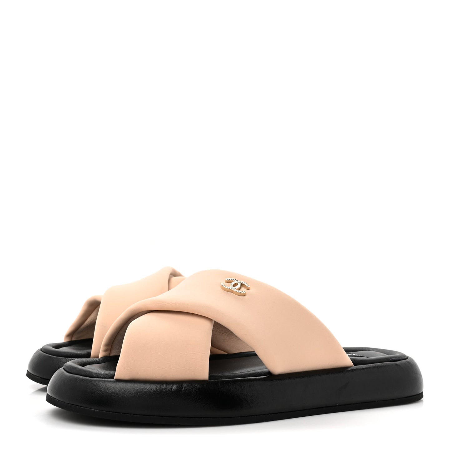 Fabric CC Mules Sandals 39 Light Beige